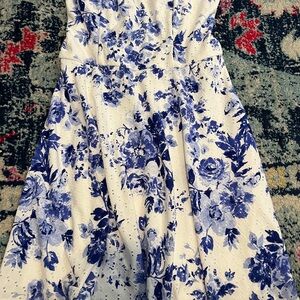 BCX Blue and White Floral Maxi Dress